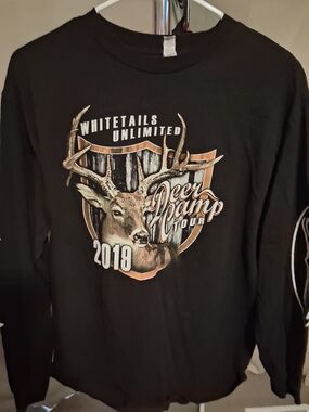 Alstyle Black Whitetails Unlimited Deer Camp Tour 2019 Crewneck